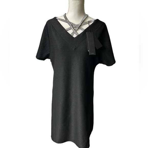 S. DEER Women's Dress Summer Short Sleeve Midi Dress, Casual Loose V-Neck Dress - Picture 2 of 5